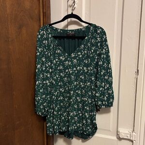 Lane Bryant Green Floral Blouse
